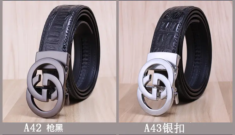 Men's Black Leather Belt with Gold Eagle Buckle β feature 8