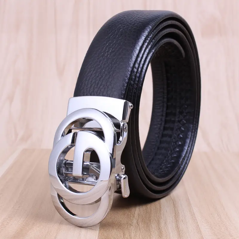 Men's Black Leather Belt with Gold Eagle Buckle