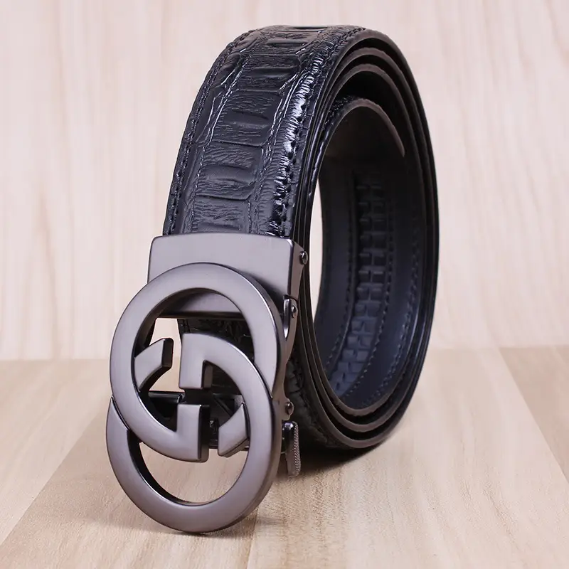 Men's Black Leather Belt with Gold Eagle Buckle - Image 10