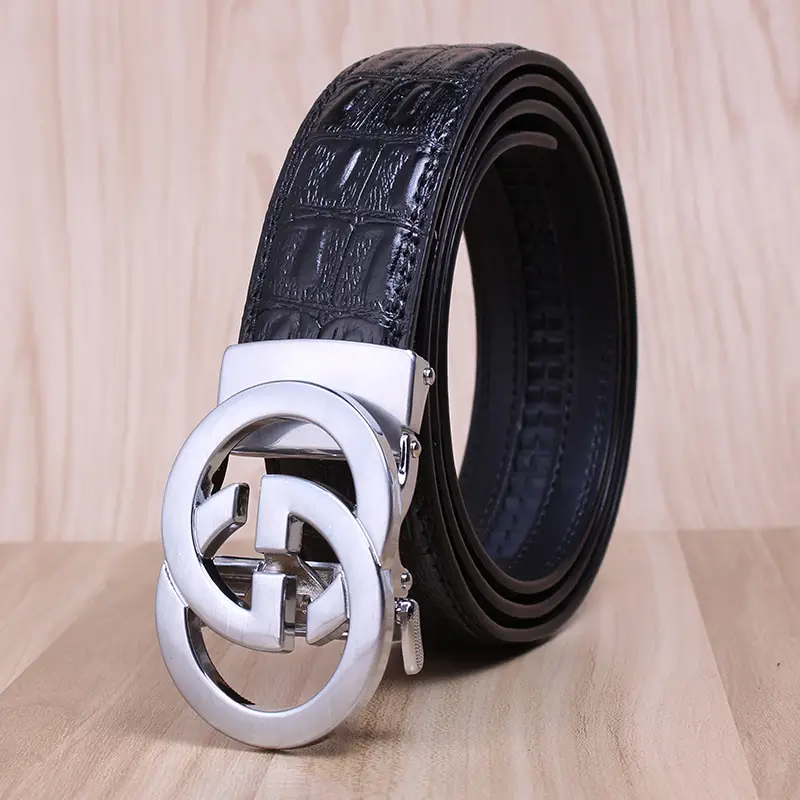 Men's Black Leather Belt with Gold Eagle Buckle - Image 11