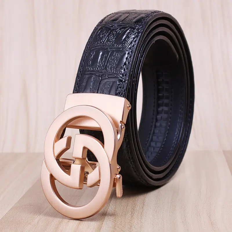 Men's Black Leather Belt with Gold Eagle Buckle - Image 12
