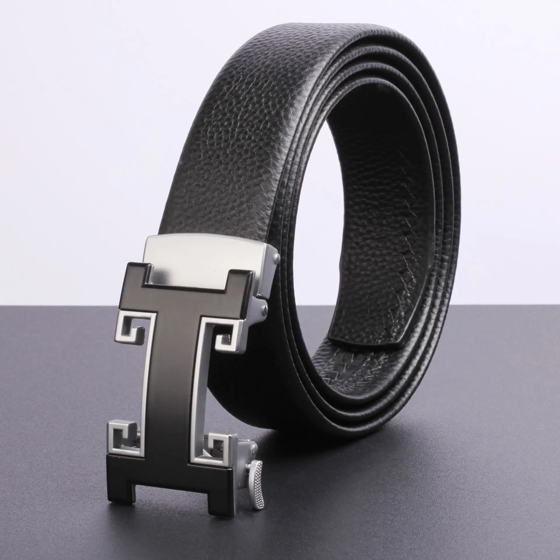 Men's Black Leather Belt with Gold Eagle Buckle - Image 14
