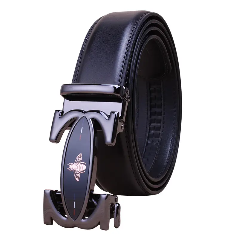 Men's Black Leather Belt with Gold Eagle Buckle - Image 8