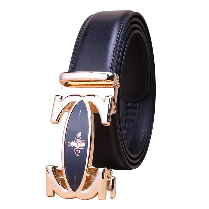 Men's Black Leather Belt with Gold Eagle Buckle - Image 9