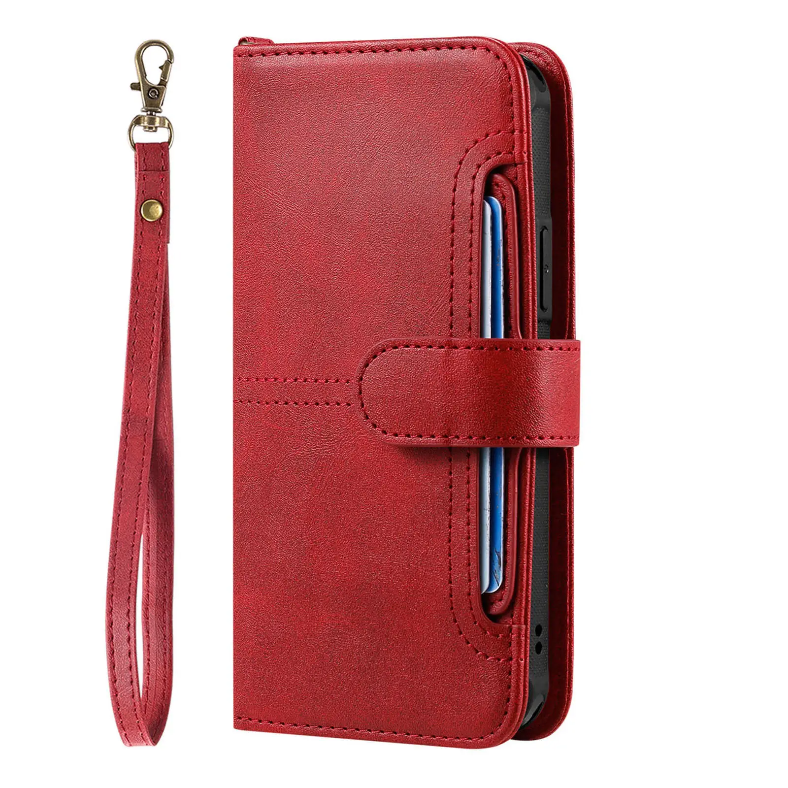 Two-In-One Phone Leather Case with Wristlet & Card Stand