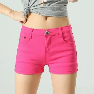 2025 Summer Women Pink Slim Fit Denim Shorts - Image 9
