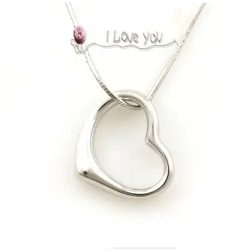 925 Sterling Silver Heart Pendant Necklace for Men Women - Image 2
