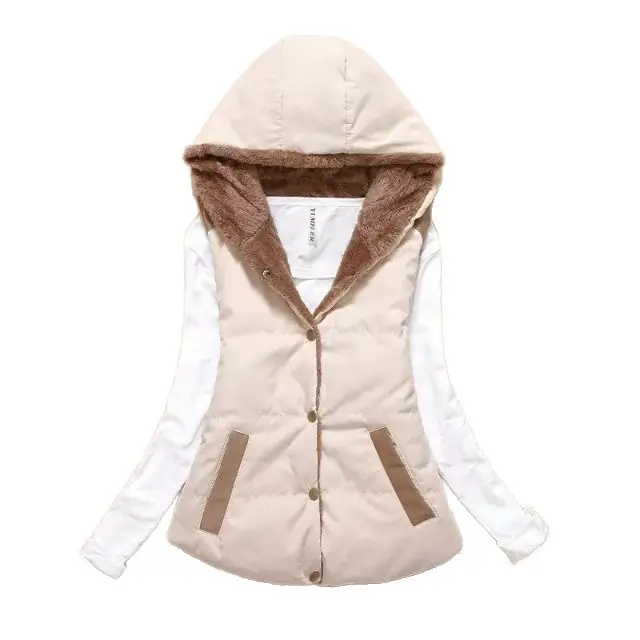 Women Hooded Cotton Vest Blue Winter Warm Vest - Image 11