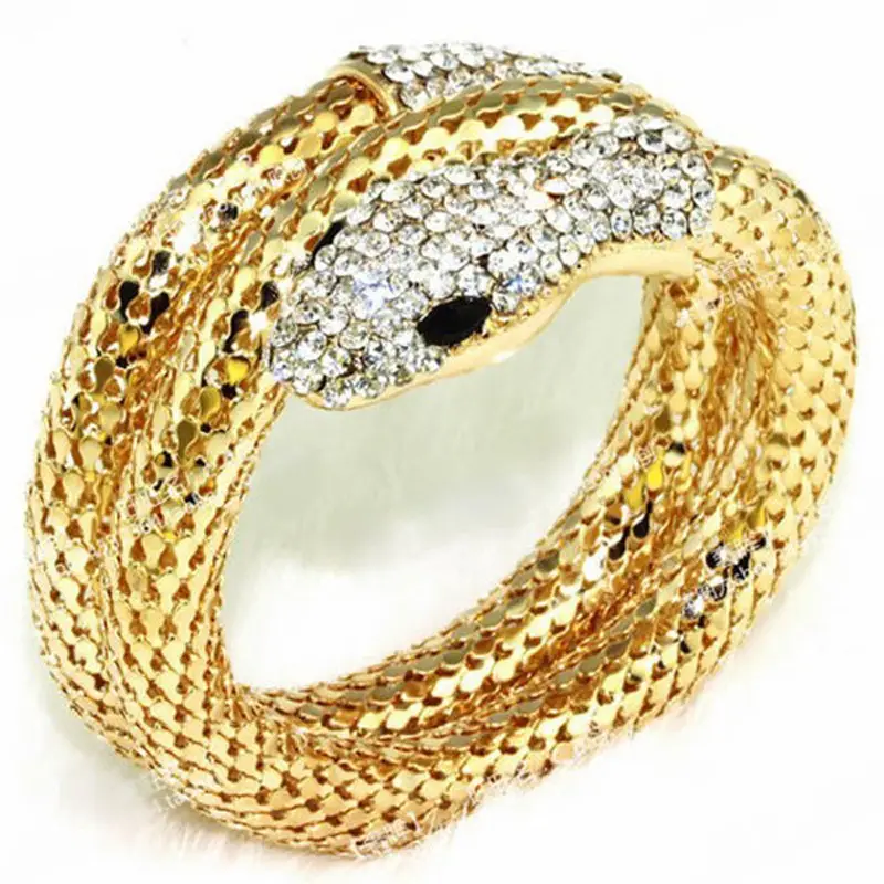 Gold Snake Bracelet with Full Diamond Set - Image 5