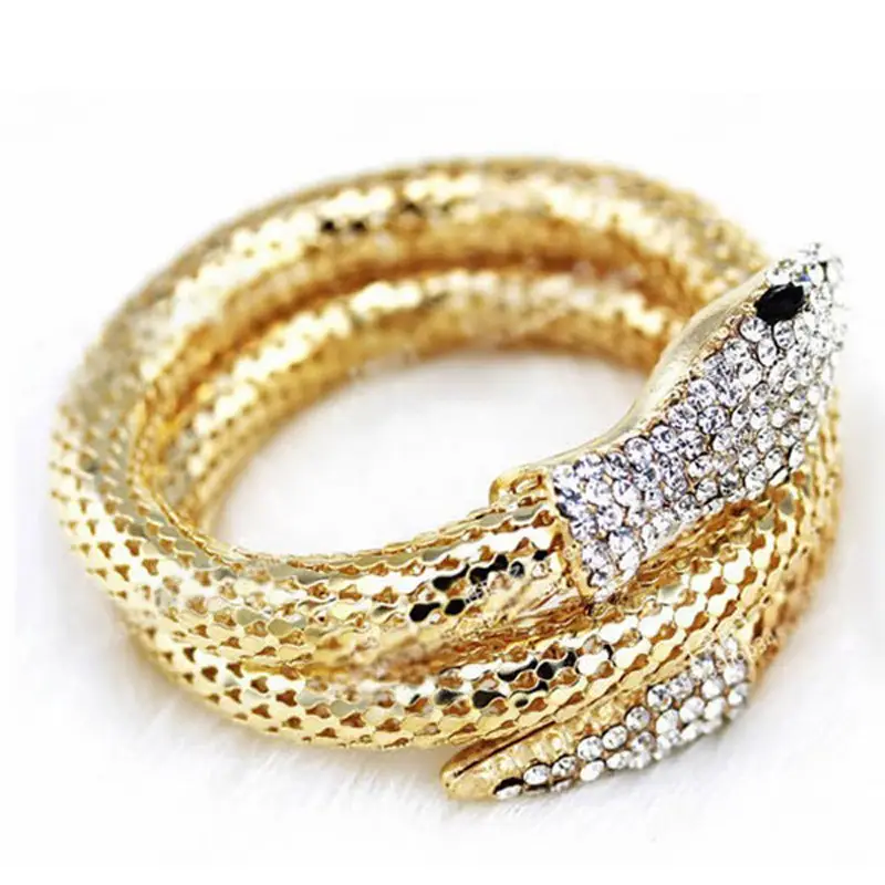 Gold Snake Bracelet with Full Diamond Set - Image 6