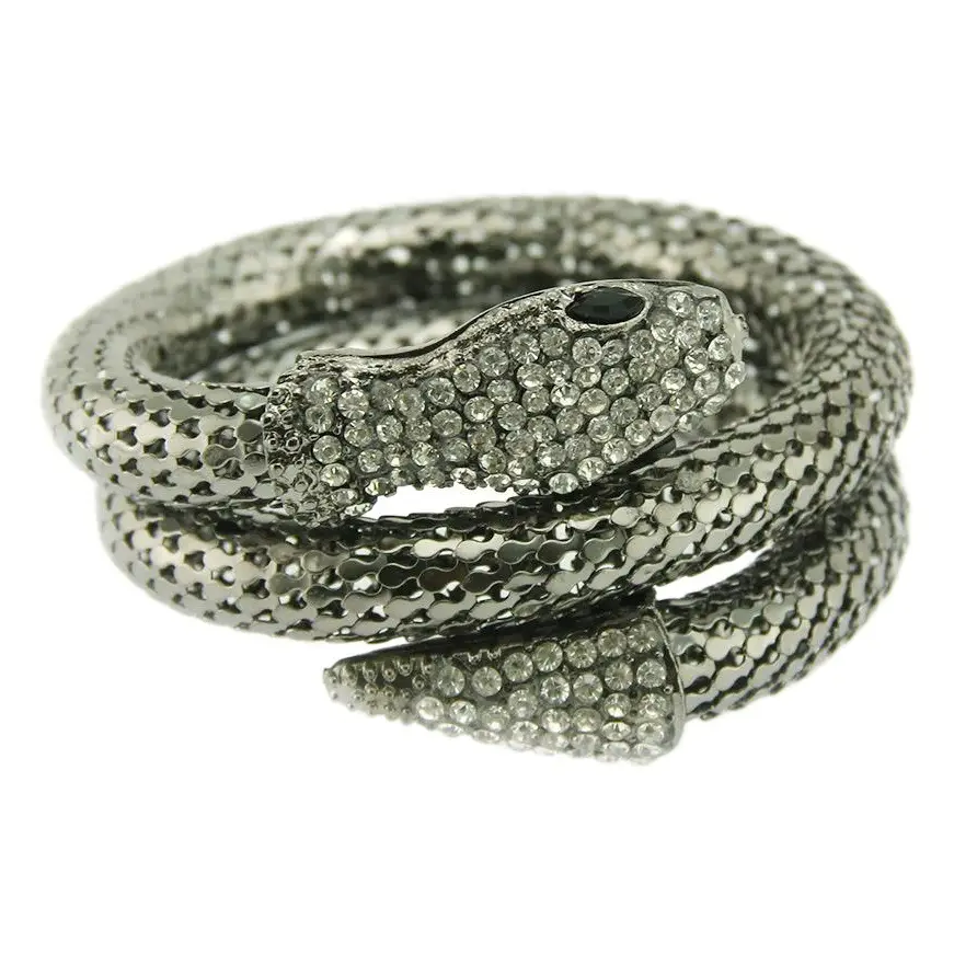 Gold Snake Bracelet with Full Diamond Set