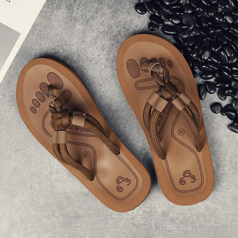 Men's Black Non-Slip Vietnamese Slippers Sandals