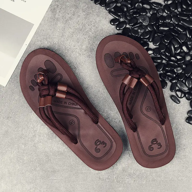 Men's Black Non-Slip Vietnamese Slippers Sandals