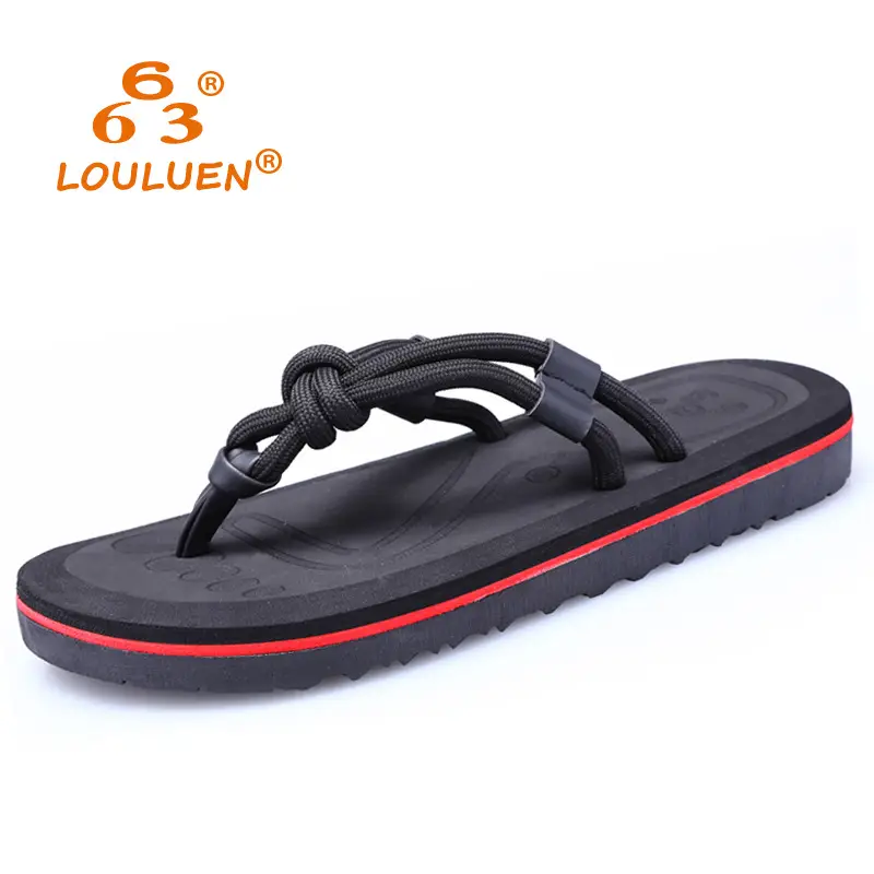 Men's Black Non-Slip Vietnamese Slippers Sandals