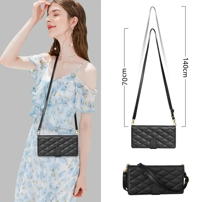 Chanel-Style Multi-Card Phone Leather Crossbody Case - Image 9