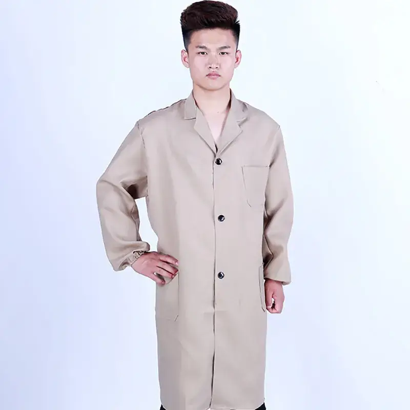 Men's Long Beige Button Coat Denim Dustproof Transport - Image 3