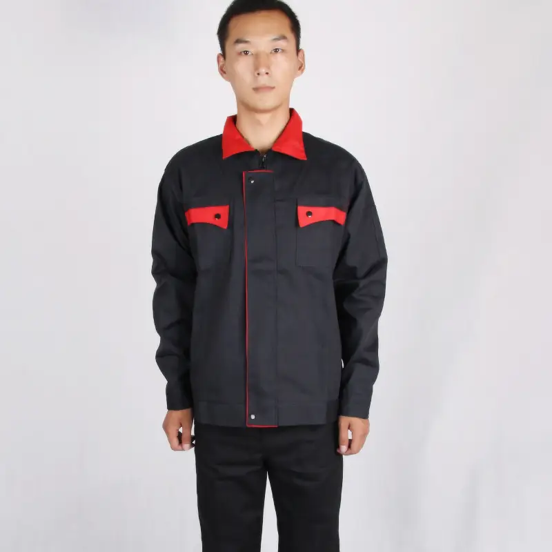 Men's Black Windproof Sleeve Work Coat with Red Trim - Image 5