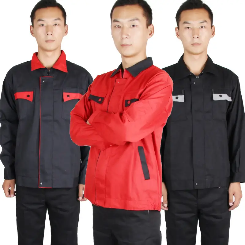 Men's Black Windproof Sleeve Work Coat with Red Trim - Image 6