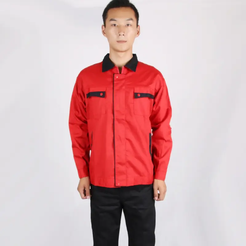 Men's Black Windproof Sleeve Work Coat with Red Trim - Image 7