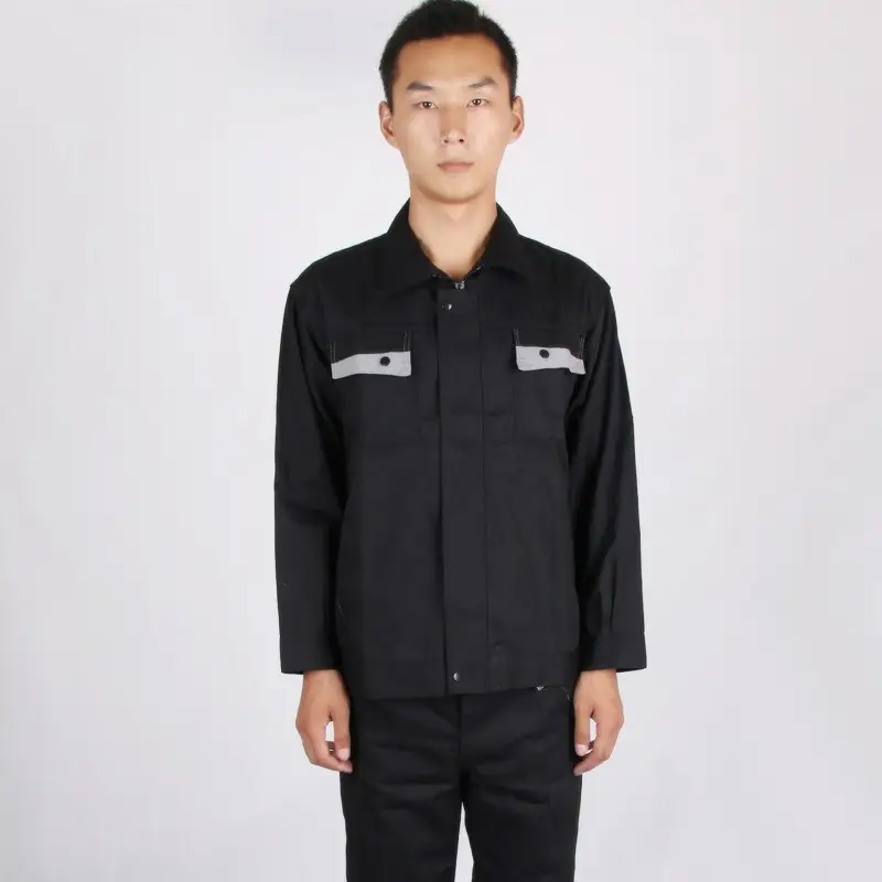 Men's Black Windproof Sleeve Work Coat with Red Trim - Image 3