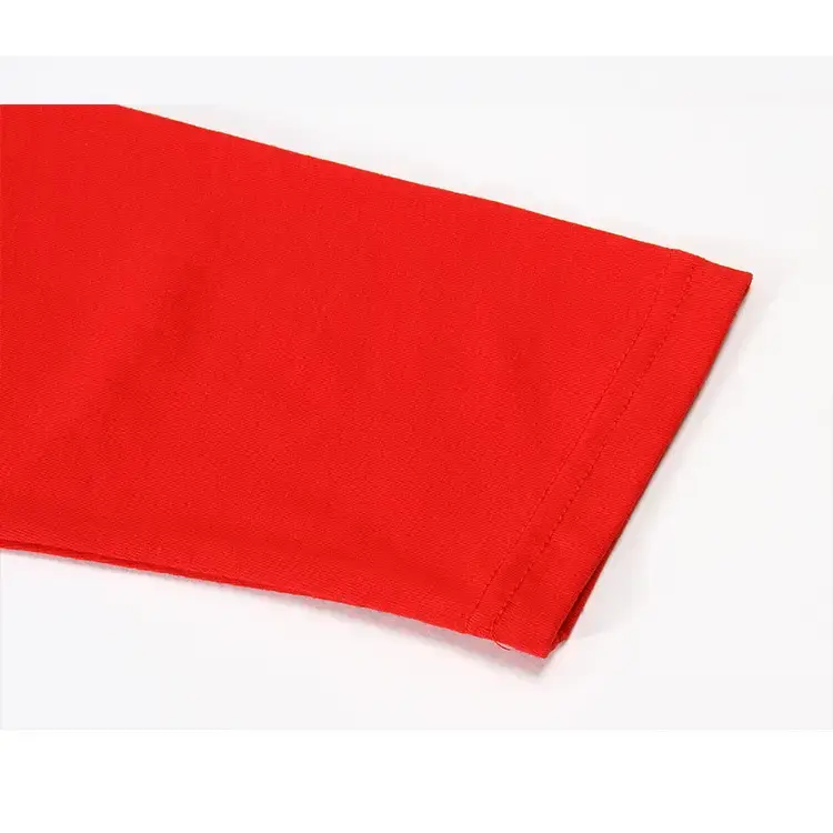 Red Lycra Cotton Men's Round Neck Long Sleeve T-Shirt