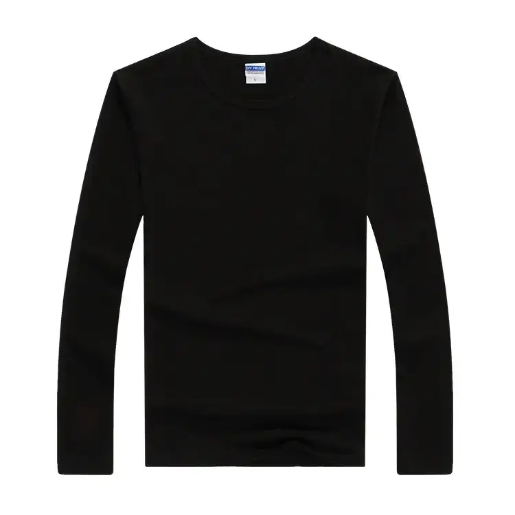 Red Lycra Cotton Men's Round Neck Long Sleeve T-Shirt