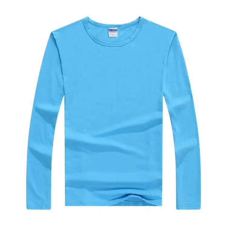 Red Lycra Cotton Men's Round Neck Long Sleeve T-Shirt