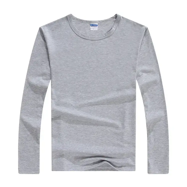 Red Lycra Cotton Men's Round Neck Long Sleeve T-Shirt