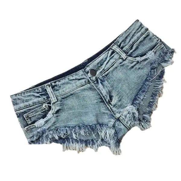Women Denim Shorts Light Blue Frayed Edge