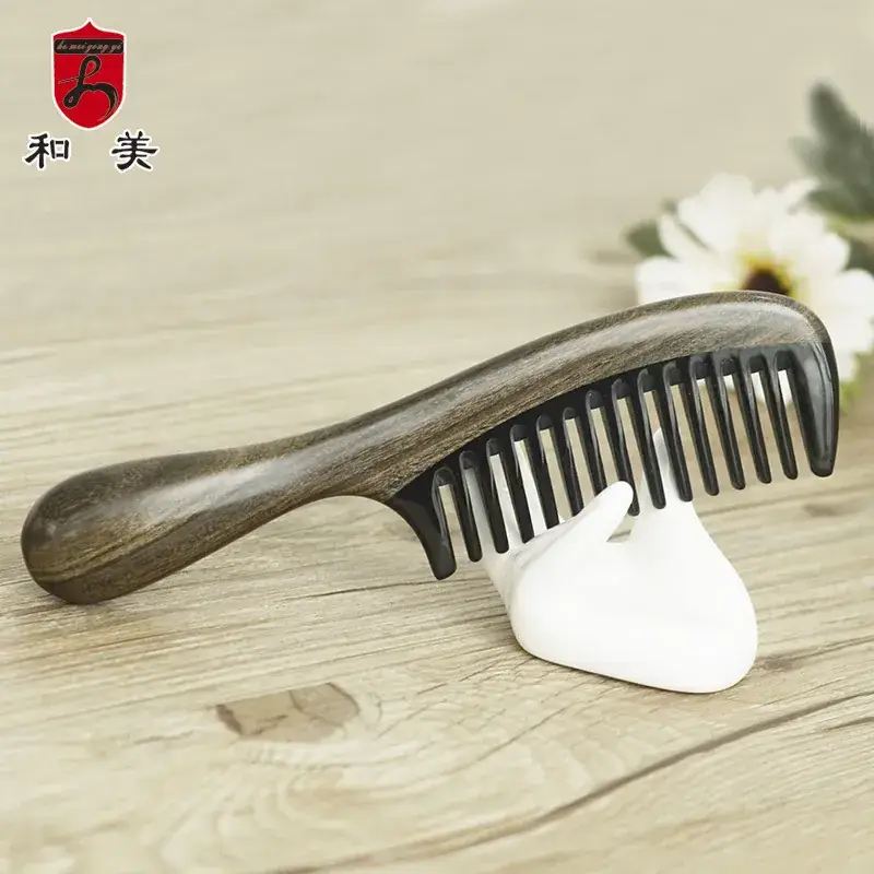 Buffalo Horn Stiletto Comb 18cm Green Sandalwood - Image 12