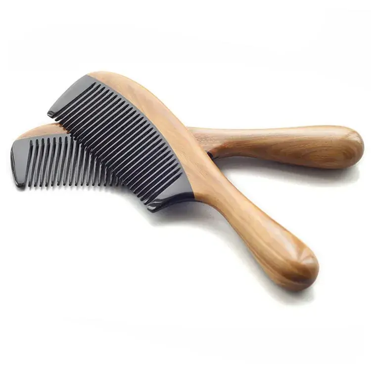 Buffalo Horn Stiletto Comb 18cm Green Sandalwood
