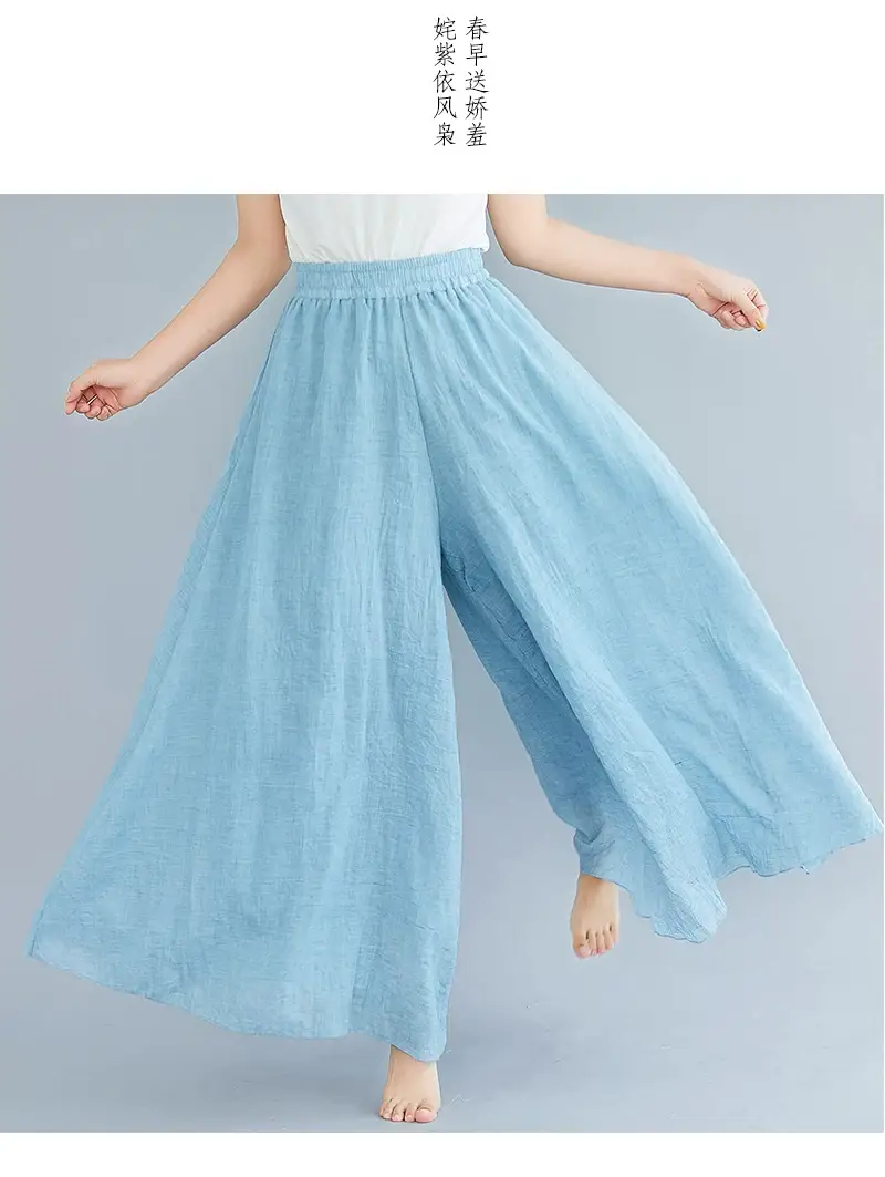 Mori Women's Linen Wide Leg Skirt Lavender Large — feature 30