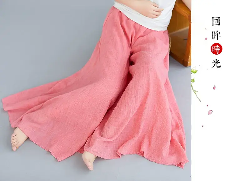 Mori Women's Linen Wide Leg Skirt Lavender Large — feature 44