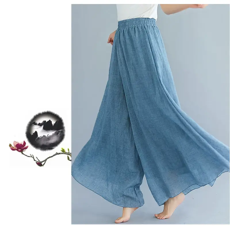 Mori Women's Linen Wide Leg Skirt Lavender Large — feature 54