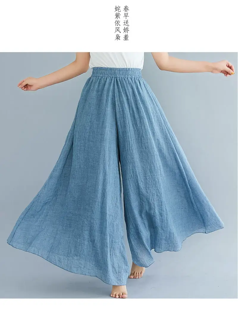 Mori Women's Linen Wide Leg Skirt Lavender Large — feature 58