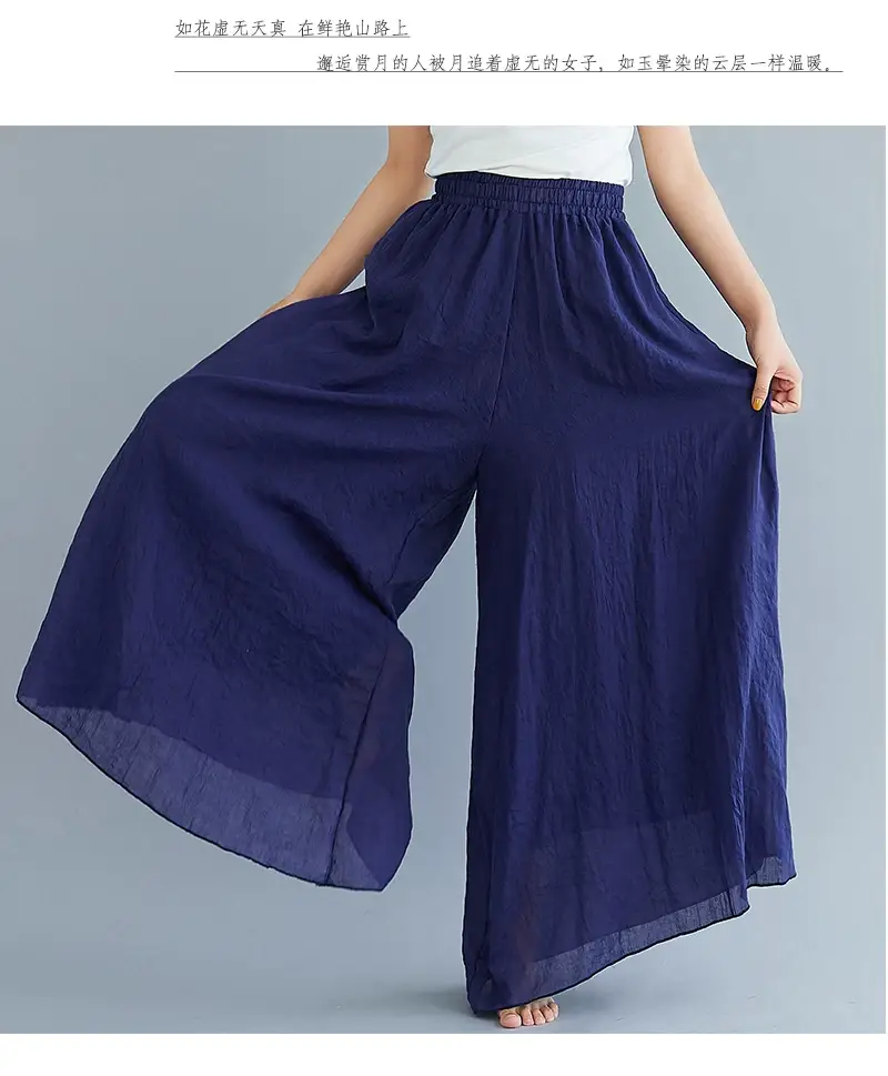 Mori Women's Linen Wide Leg Skirt Lavender Large — feature 59