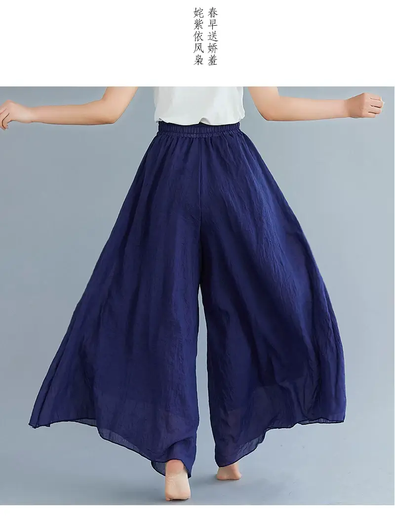 Mori Women's Linen Wide Leg Skirt Lavender Large — feature 63