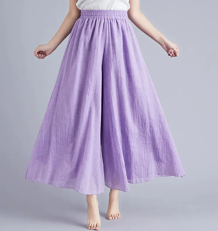Mori Women's Linen Wide Leg Skirt Lavender Large - Image 14
