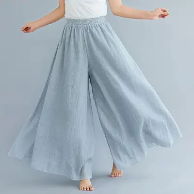 Mori Women's Linen Wide Leg Skirt Lavender Large - Image 8