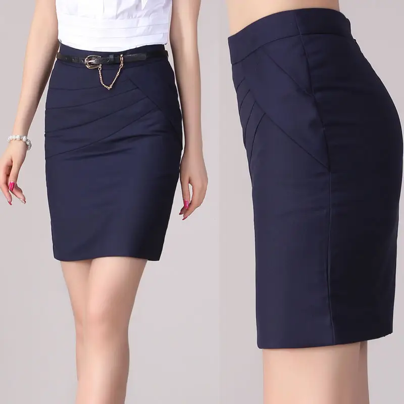Women Navy Slim Fit Hip Skirt Summer Wear - Image 6