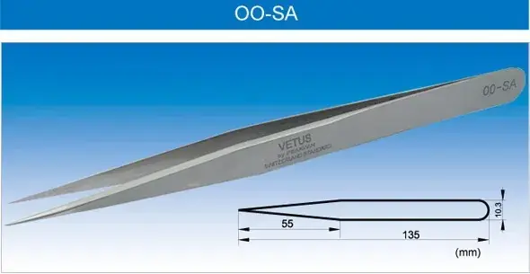 Vetius OO-SA Stainless Steel Tweezers 56mm