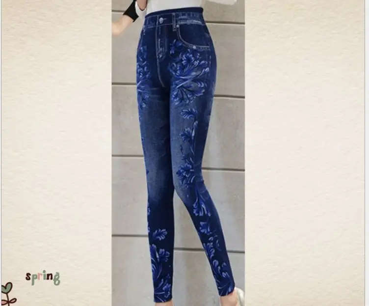 Women's Printed Denim Leggings Spring Autumn Factory Direct