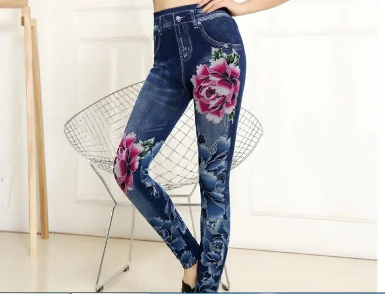 Women's Printed Denim Leggings Spring Autumn Factory Direct