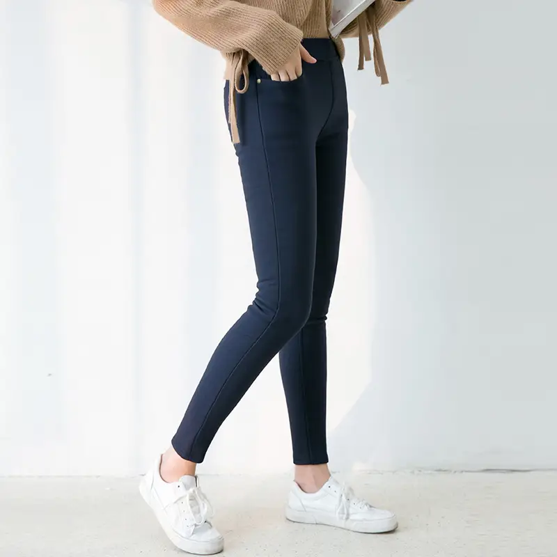 2025 Black Elastic Flap Pocket Leg Pants Women Large - Image 4