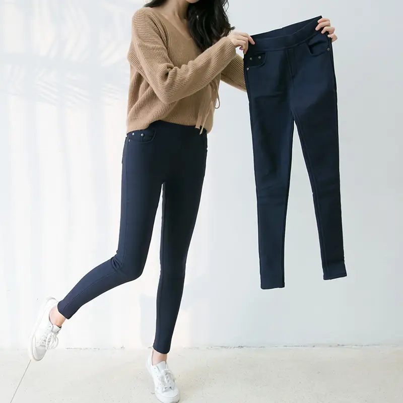 2025 Black Elastic Flap Pocket Leg Pants Women Large - Image 5