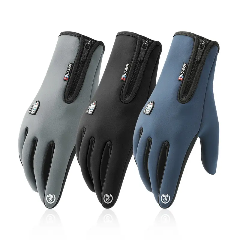 Men's Winter Touchscreen Zipper Gloves Black - Image 12