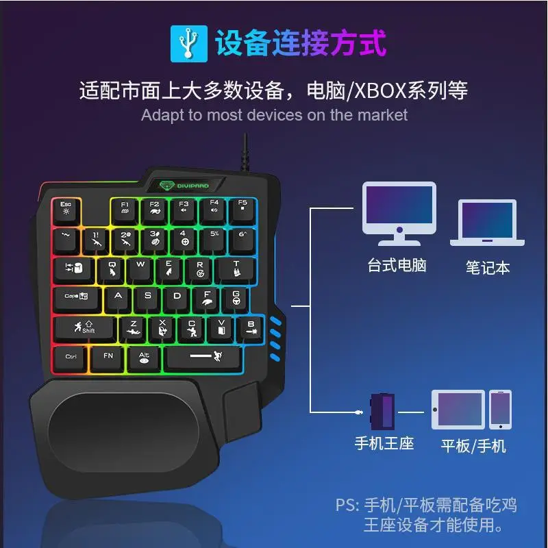 Imperial Leopard K5 One-handed Keyboard Gun God Throne Left-handed Mechanical Feel Game Keypad ebay Amazon Cross-Border