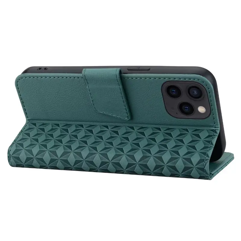 Green Diamond Leather iPhone16 Protective Case - Image 8