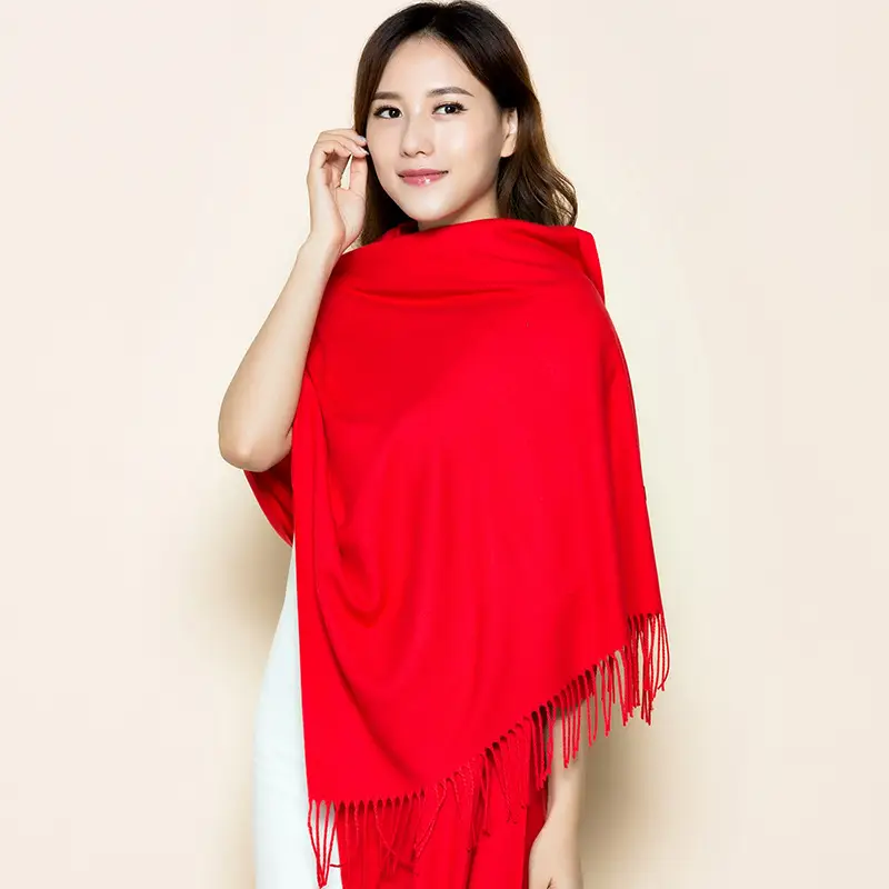 Women's Japanese Style Fringed Shawl Cream Cashmere