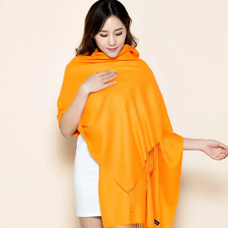 Women's Japanese Style Fringed Shawl Cream Cashmere